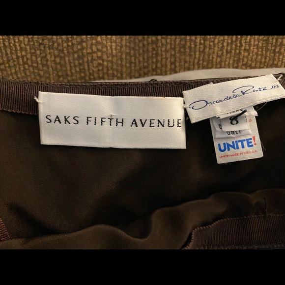 🚫SOLD🚫 Oscar de la Renta Chocolate Leather Chevron Skirt - Picture 7 of 10